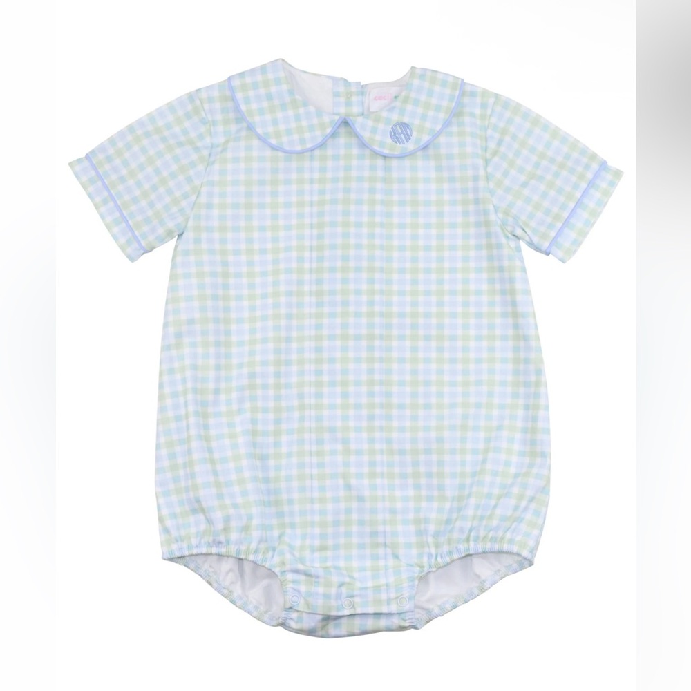 Cecil and Lou Blue/Green check Bubble - 2T